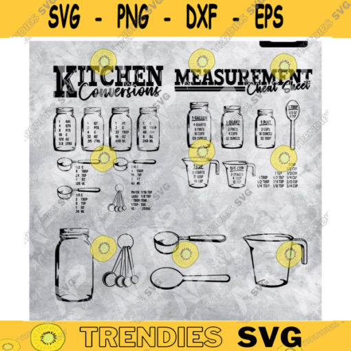 Farmhouse Kitchen Conversion Chart SVG Measurement Cheat Sheet SVGKitchen Cooking Wall decal Design 238 copy