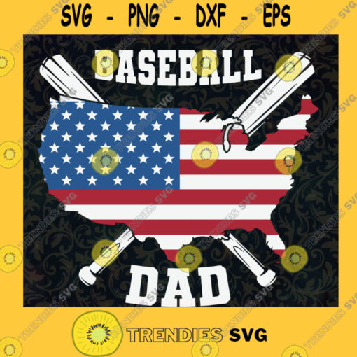 Fathers Day Baseball American Flag SVG Digital Files Cut Files For Cricut Instant Download Vector Download Print Files