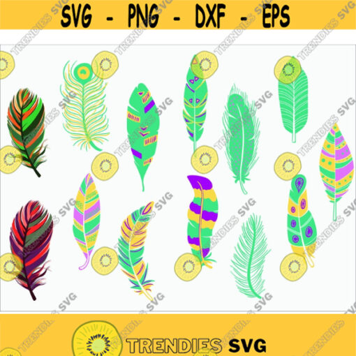 Feather Colorful Feather SVG Printable files Silhouette files Vector Cuttable files digital dowload Design 989