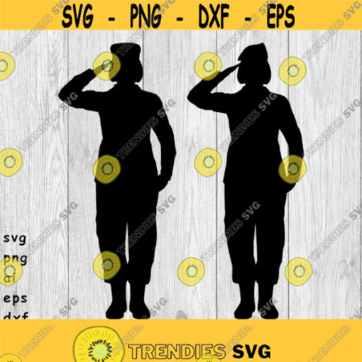 Female Soldier Female Saluting Soldier svg png ai eps dxf DIGITAL FILES for Cricut CNC and other cut or print projects Design 169