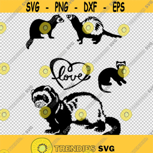 Ferret Love Bundle SVG PNG EPS File For Cricut Silhouette Cut Files Vector Digital File