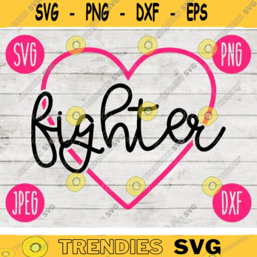 Fighter Heart svg png jpeg dxf cutting file Commercial Use Vinyl Cut File Gift for Her Breast Cancer Awareness Ribbon BCA 1283