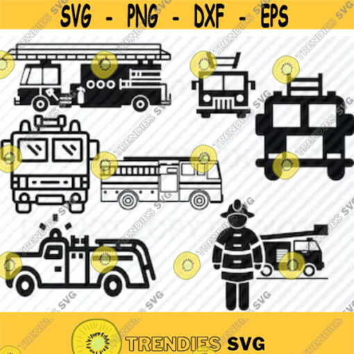 Fire Truck SVG Files For Cricut Bundle Fire Engine Vector Images Silhouette Clip Art FireTruck SVG Eps Png dxf Stencil ClipArt Design 361