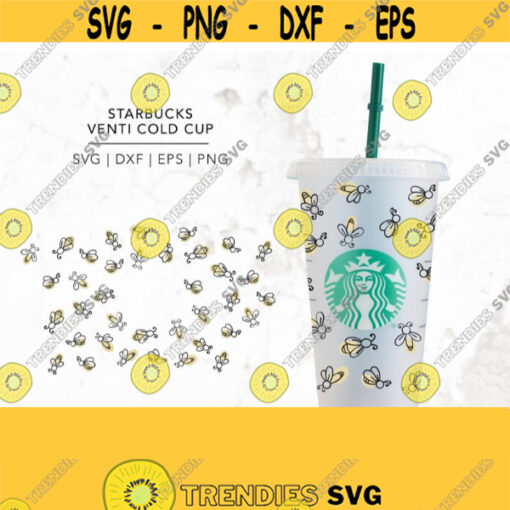 Fireflies Starbucks 24 oz cold cup Seamless logo wrap SVG mason jar Coffee lover SVG DIY gifts starbucks lover Design 273
