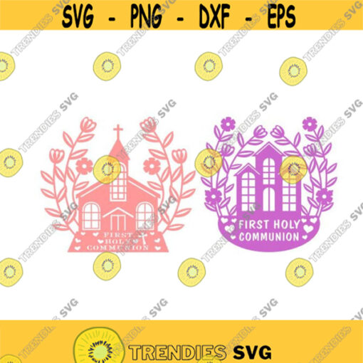 First Holy Communion Church Cuttable Design SVG PNG DXF eps Designs Cameo File Silhouette Design 331