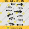 Fish Bones Fish Skeleton Bundle Collection SVG PNG EPS File For Cricut Silhouette Cut Files Vector Digital File