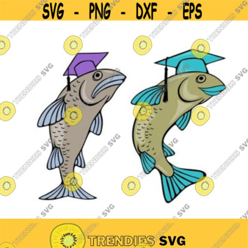 Fish Graduation School Cuttable Grad Design SVG PNG DXF eps Designs Cameo File Silhouette Design 464