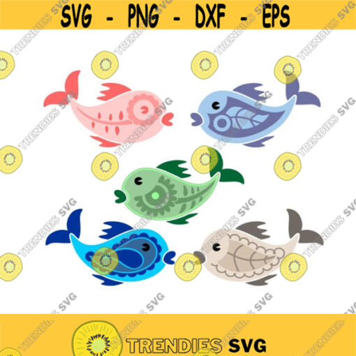 Fish Pack Cuttable SVG PNG DXF eps Designs Cameo File Silhouette Design 1198