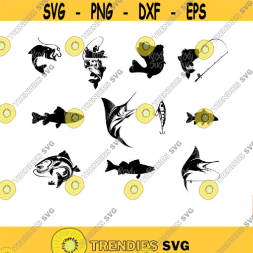 Fish svg file Fishing SVG Bass Fish SVG Sea Bass SVG Bass Fish svg Fish silhouette Fish Clipart Fisherman Svg Svg files for Cricut