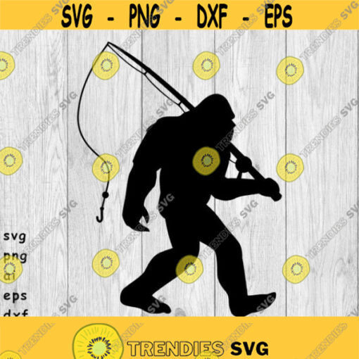 Fishing Bigfoot svg png ai eps dxf DIGITAL FILES for Cricut CNC and other cut or print projects Design 405