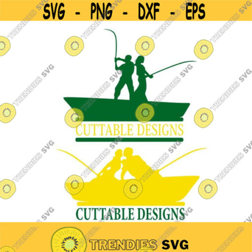 Fishing Boat Frame Monogram Cuttable Design SVG PNG DXF eps Designs Cameo File Silhouette Design 1825