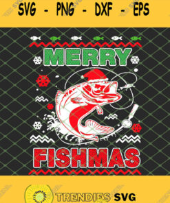 Fishing Christmas Bass Fish Merry Fishmas SVG PNG DXF EPS 1