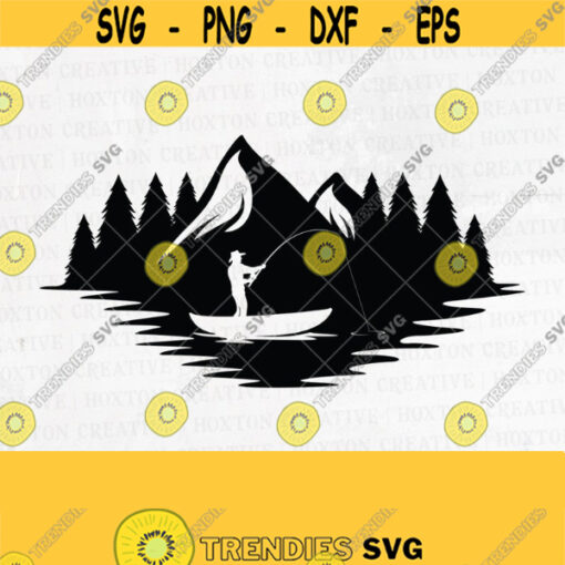 Fishing Clipart Bass Fishing Svg Fly Fishing Svg Fishing Illustration Lake Fishing Svg File River Fishing Svg Cutting FileDesign 374