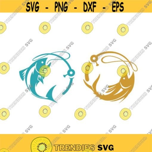 Fishing Rod Fish Logo Cuttable Design SVG PNG DXF eps Designs Cameo File Silhouette Design 648