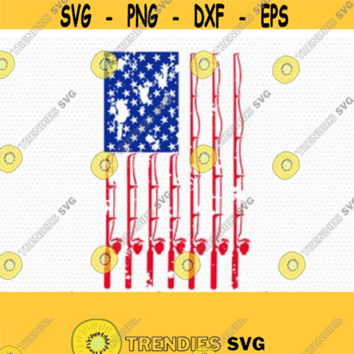 Fishing USA flag SVG Fishing svg Bass svg 4th of july fishing America fishing svg Fish lover svg Cricut Silhouette Cut File svg dxf Design 41