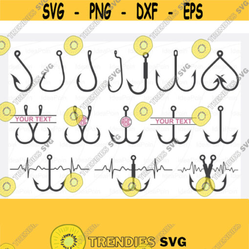 Fishing hook SVG Fish Hook Svg fish hook monogram svg Fishing Heartbeat svg Cricut Fishing fish hook Cut File Fish Svg File Hook Sv