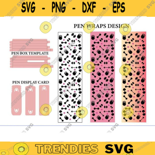 Fitness glitter pen wraps svg gym women glitter pen wraps window glitter pen BOX TEMPLATE Glitter Pen patterns svg display card svg copy