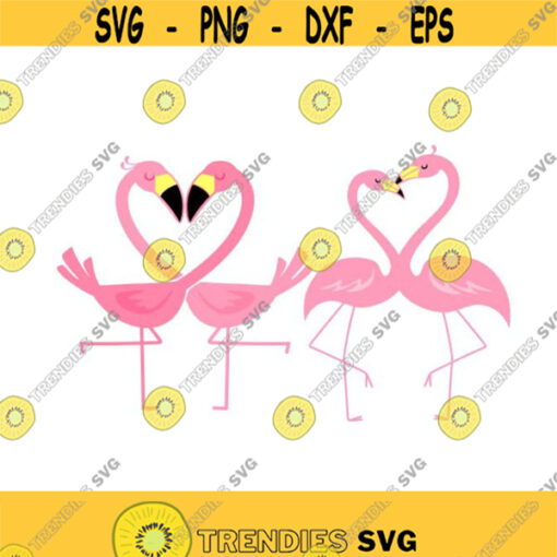 Flamingo Heart Bird Love Valentines Day Love Cuttable Design SVG PNG DXF eps Designs Cameo File Silhouette Design 771