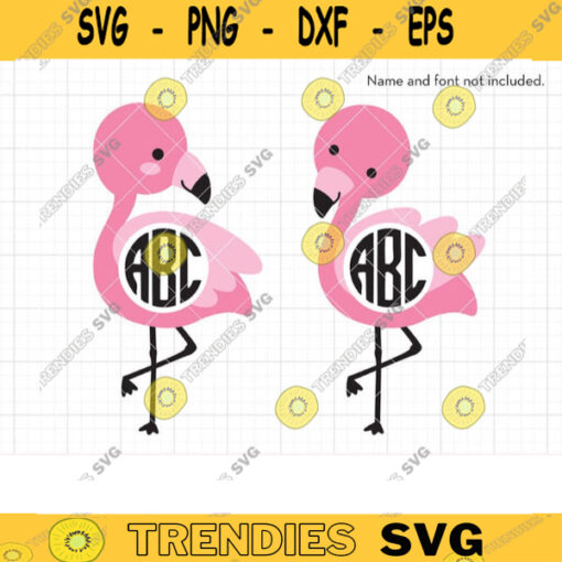 Flamingo Monogram Frames SVG Cute Summer Pink Baby Flamingo Frames Svg Dxf Cut Files for Cricut PNG Clipart copy