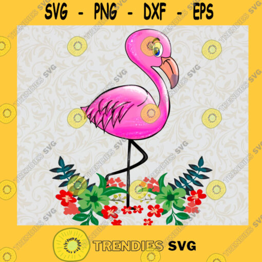 Flamingo with Flower Cartoon Pink Flamingo SVG Birthday Gift Idea for Perfect Gift Gift for Friends Gift for Everyone Digital Files Cut Files For Cricut Instant Download Vector Download Print Files