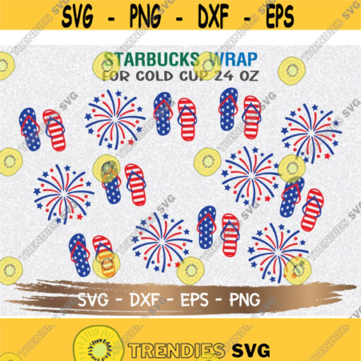 Flip Flops Fireworks and Freedom Starbucks Cup SVG 4th of July svg Starbuck Cup svg File for Cricut 24oz venti cold cup Digital Download Design 162