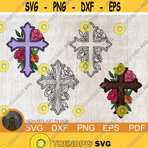 Floral Cross Svg Wood Cross Svg Flower Cross Svg Rose Svg Religious Svg Baptism Svg Easter Svg Jesus Svg Faith Svg Layered Svg Design 195.jpg