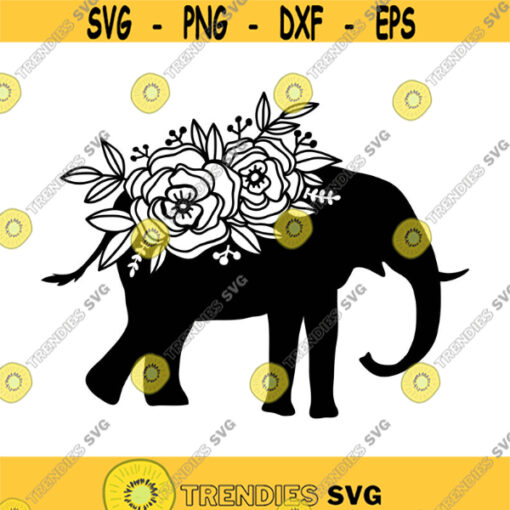 Floral Elephant Decal Files cut files for cricut svg png dxf Design 424
