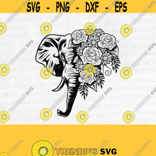 Floral Elephant Svg Florals Svg Elephant Svg Flowers Elephant Svg Floral Animal Svg Elephant Clipart Cutting FilesDesign 481