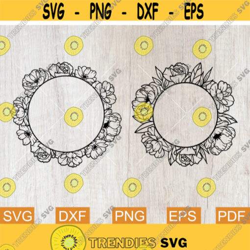Floral Frame Svg Circle Frame Svg Monogram Frame Svg Circle Monogram Svg Wedding Svg Peonies Svg Wreath Svg Svg files for Cricut Design 116.jpg