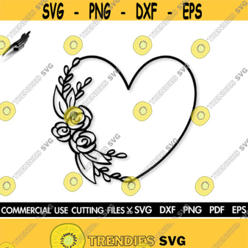 Floral Heart SVG Heart Svg Flower Heart Cut File Heart Monogram Svg Wedding Svg Heart Frame Svg Cutting Files For Cricut Silhouette Design 494