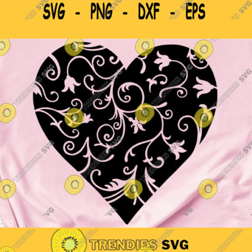 Floral Heart Svg Swirly Heart SVG Heart svg file Valentines Svg Wedding Svg Heart Clipart Hen Party Svg Patterned Heart Svg file