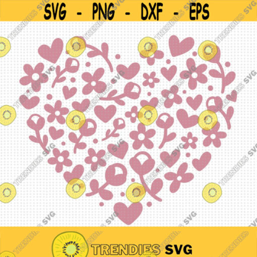 Floral Love Heart SVG Floral Heart SVG Heart full of flowers Svg Flowers Svg Spring Svg Heart and flowers Svg Daisy svg Love svg Design 384