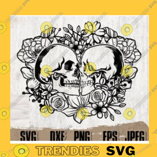 Floral Skull Lovers Svg Digital Downloads Skull Svg Floral Skull Svg Lovers Svg Skull Cut Files Skull Png Skull Clipart Skull Shirt copy