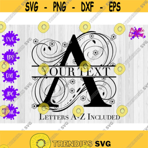 Floral Swirl Split Monogram Wedding Monogram Frame Family Initial Letters Monogram Split Mailbox Monogram Decorative Wedding Letters Cricut Design 60