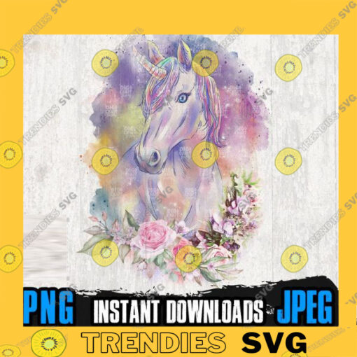 Floral Unicorn Watercolor PNG File for Sublimation Unicorn Png Watercolor Animal Floral Animal Png Colorful Unicorn Png Unicorn Clipart copy