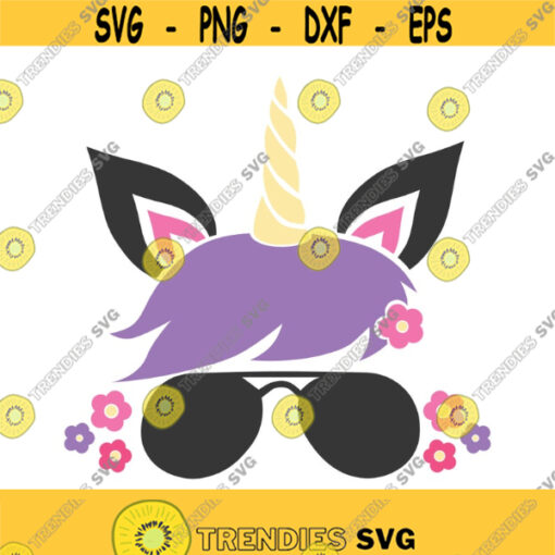 Floral unicorn with glasses svg unicorn svg png dxf Cutting files Cricut Cute svg designs Design 932