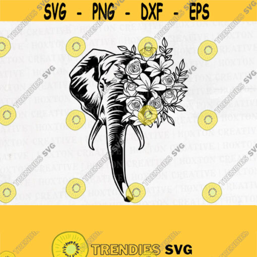 Flower Elephant Svg Florals Svg Elephant Svg Floral Elephant Svg Floral Animal Svg Elephant Clipart Cutting FilesDesign 542