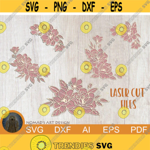 Flower Laser Cut file Glowforge Cut file Floral Laser file Layered Flower Laser Cut file Flower Cut file Peonies Cut file Floral Svg Design 170.jpg