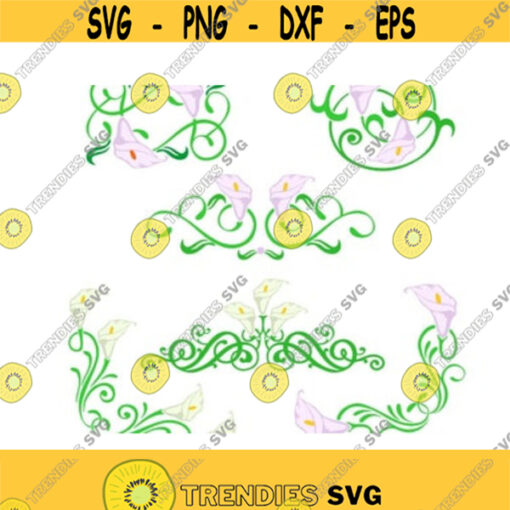 Flower Lily Boarders Pack Cuttable Design SVG PNG DXF eps Designs Cameo File Silhouette Design 498