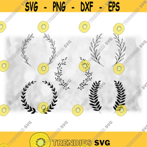 Flower Nature Clipart Value Pack Bundle 5 Styles Black Rounded Wreath Laurel of Twigs Leaves Buds 4 Digital Download SVG PNG Design 639