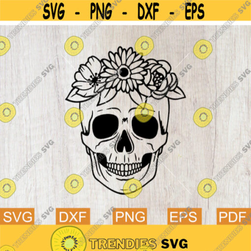 Flower Skull Svg Sugar Skull Svg Skull Decal Halloween Svg Floral Skull Svg Skeleton Svg Skull Cut file Vector Svg files for Cricut Design 74.jpg