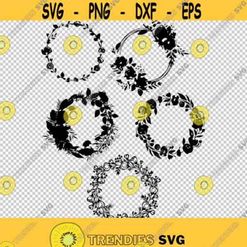 Flower Wreath Bundle Collection SVG PNG EPS File For Cricut Silhouette Cut Files Vector Digital File