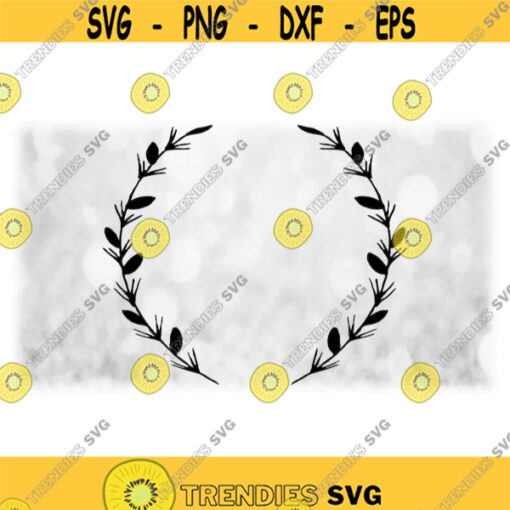 Flower or Nature Clipart Fancy Black Rounded Wreath or Laurel of TwigsLeavesBuds 1 Change Color Yourself Digital Download SVG PNG Design 829