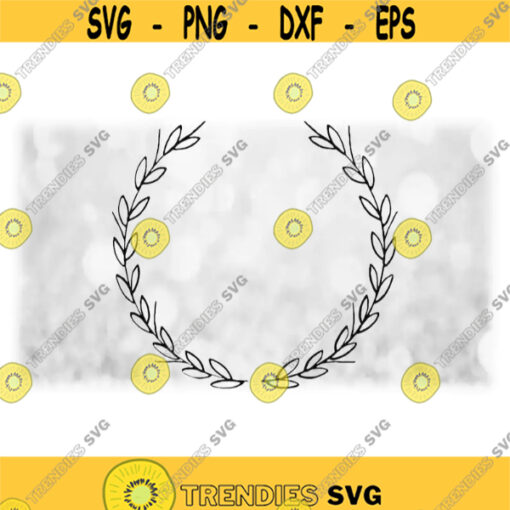 Flower or Nature Clipart Fancy Black Rounded Wreath or Laurel of TwigsLeavesBuds 11 Change Color Yourself Digital Download SVG PNG Design 825