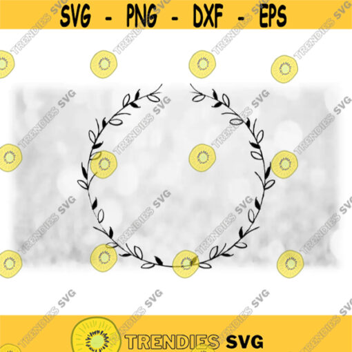 Flower or Nature Clipart Fancy Black Rounded Wreath or Laurel of TwigsLeavesBuds 13 Change Color Yourself Digital Download SVG PNG Design 824