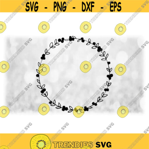 Flower or Nature Clipart Fancy Black Rounded Wreath or Laurel of TwigsLeavesBuds 15 Change Color Yourself Digital Download SVG PNG Design 830