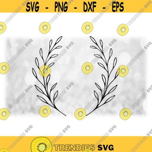 Flower or Nature Clipart Fancy Black Rounded Wreath or Laurel of TwigsLeavesBuds 19 Change Color Yourself Digital Download SVG PNG Design 817