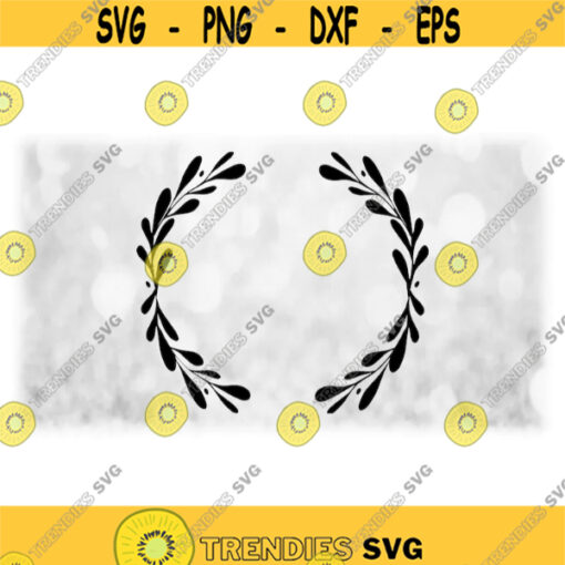 Flower or Nature Clipart Fancy Black Rounded Wreath or Laurel of TwigsLeavesBuds 5 Change Color Yourself Digital Download SVG PNG Design 1009