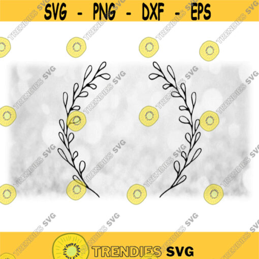Flower or Nature Clipart Fancy Black Rounded Wreath or Laurel of TwigsLeavesBuds 8 Change Color Yourself Digital Download SVG PNG Design 965