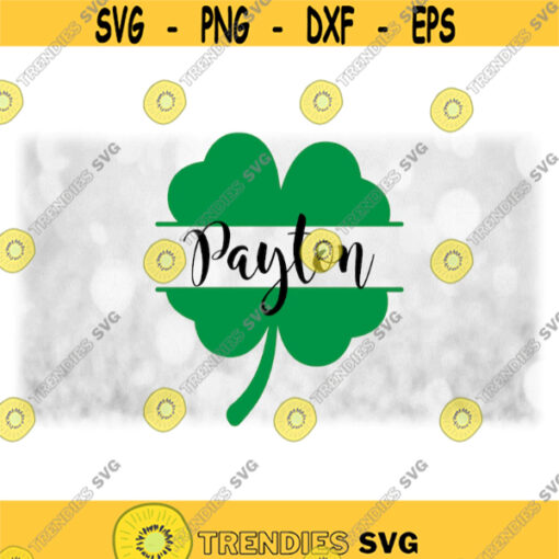 FlowerNature Clipart Green Solid Four Leaf Clover Shamrock Split WordName Frame Irish Saint Patricks Day Digital Download SVGPNG Design 616